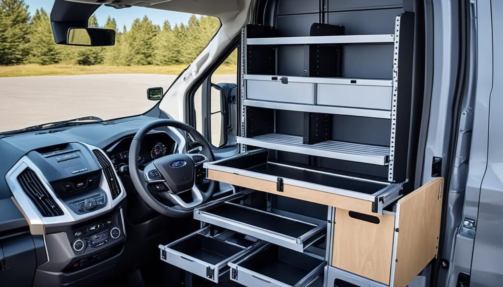 used 2021 Ford Transit storage solutions